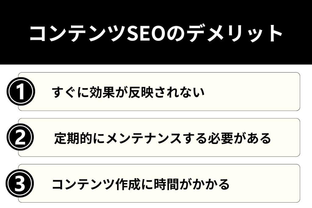コンテンツSEOのデメリット