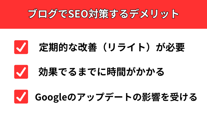 ブログでSEO対策するデメリット